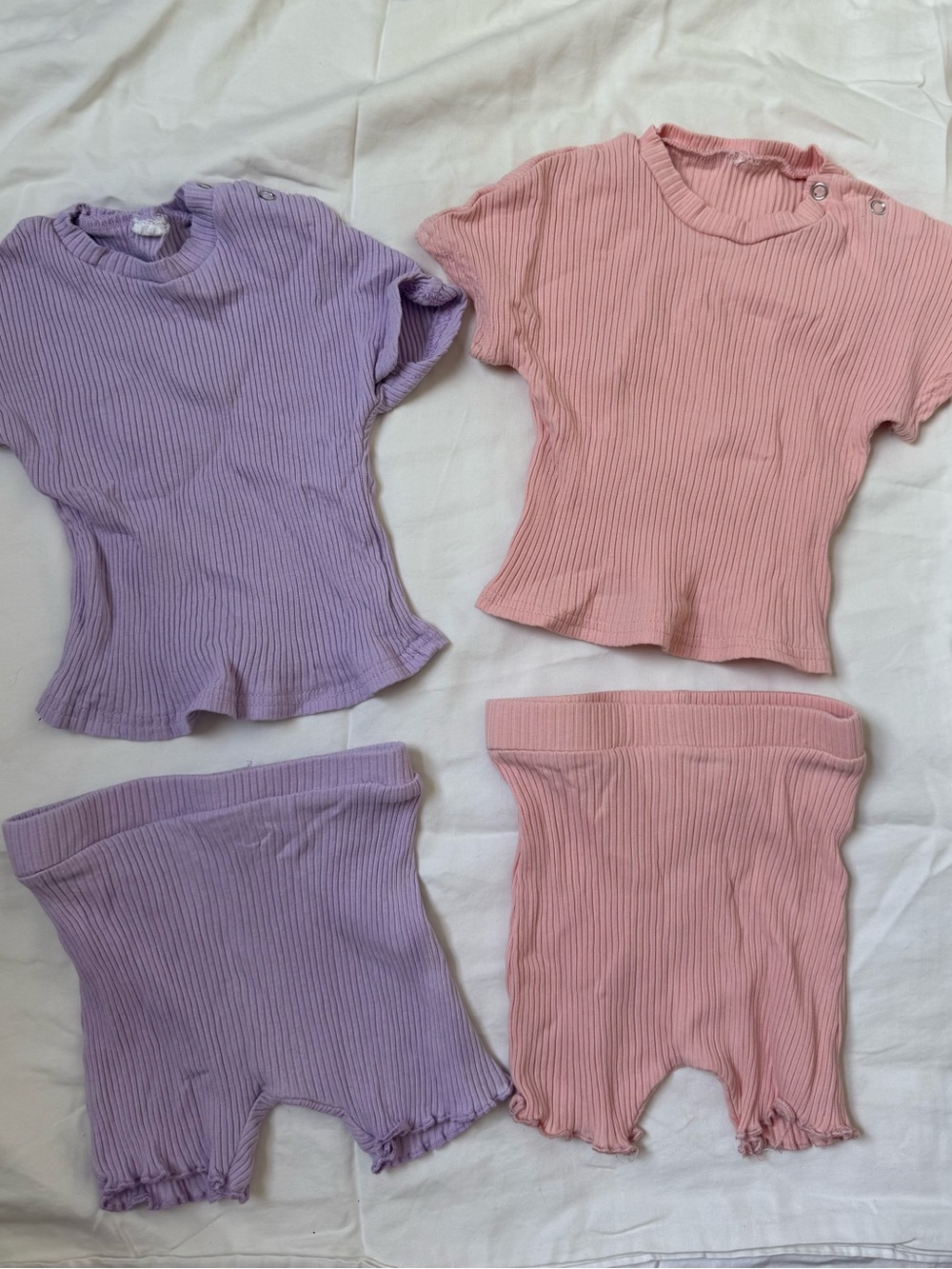 Ribbed Pastel Two-Piece Sets — Lavender & Pink - Picture 2 of 8